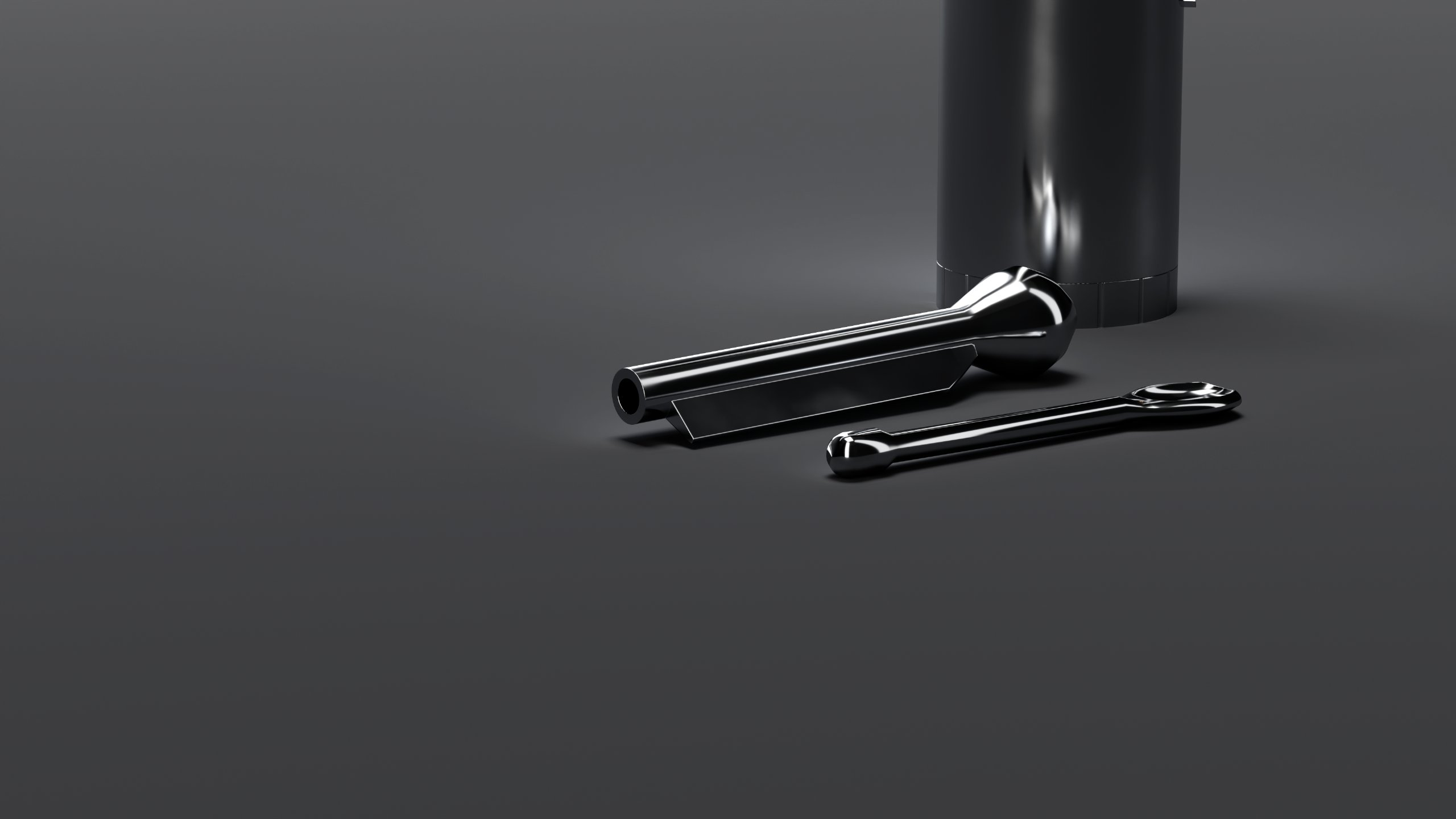Detail — the funnel tube and spoon